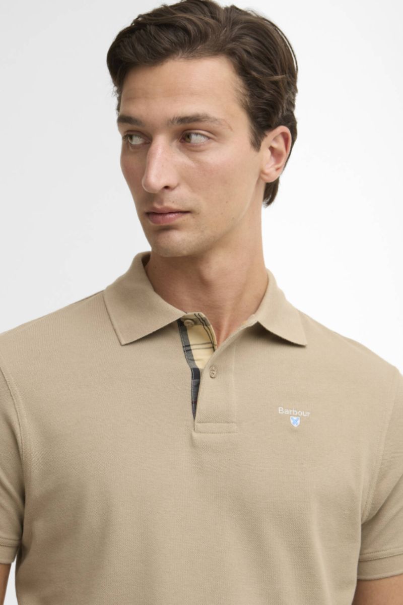 Barbour Tartan Pique Poloshirt Washed Stone