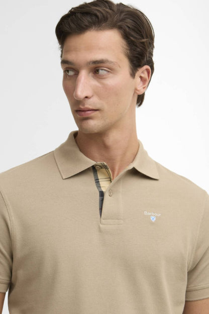 Barbour Tartan Pique Poloshirt Washed Stone