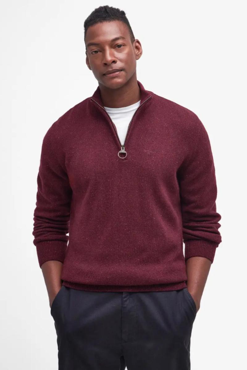 Barbour Essential Tisbury Half Zip Ruby