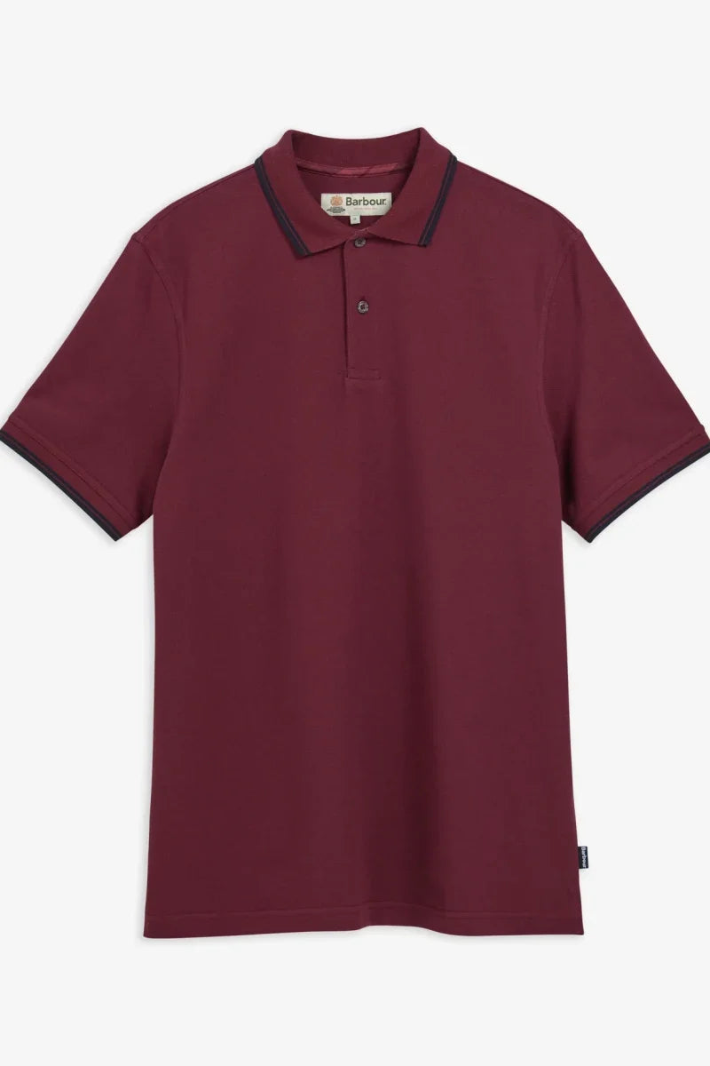 Barbour Lunan Tartan Trimmed Polo dark bordeaux, flat view
