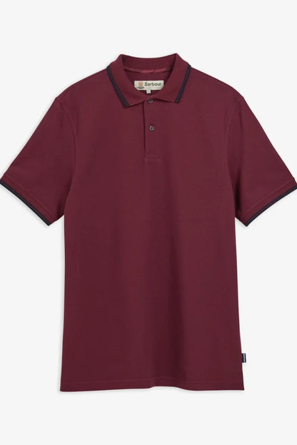 Barbour Lunan Tartan Trimmed Polo dark bordeaux, flat view