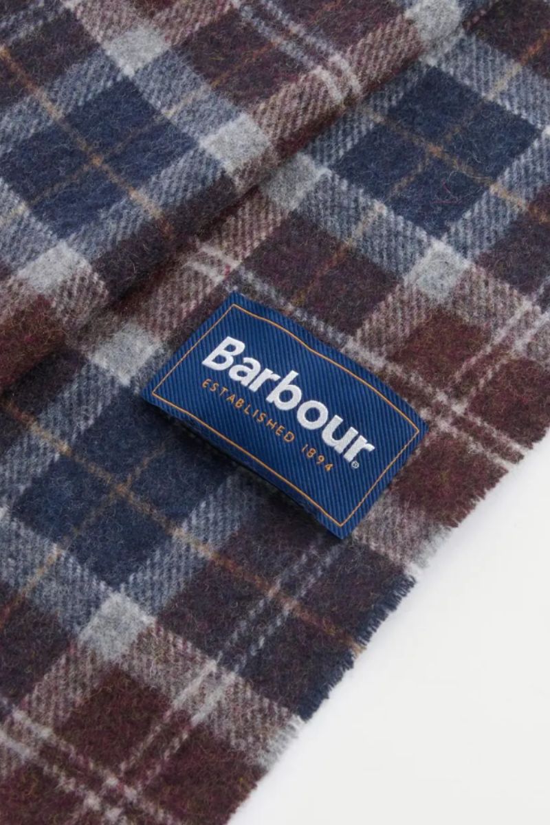 Barbour Tartan Wool Scarf Midnight