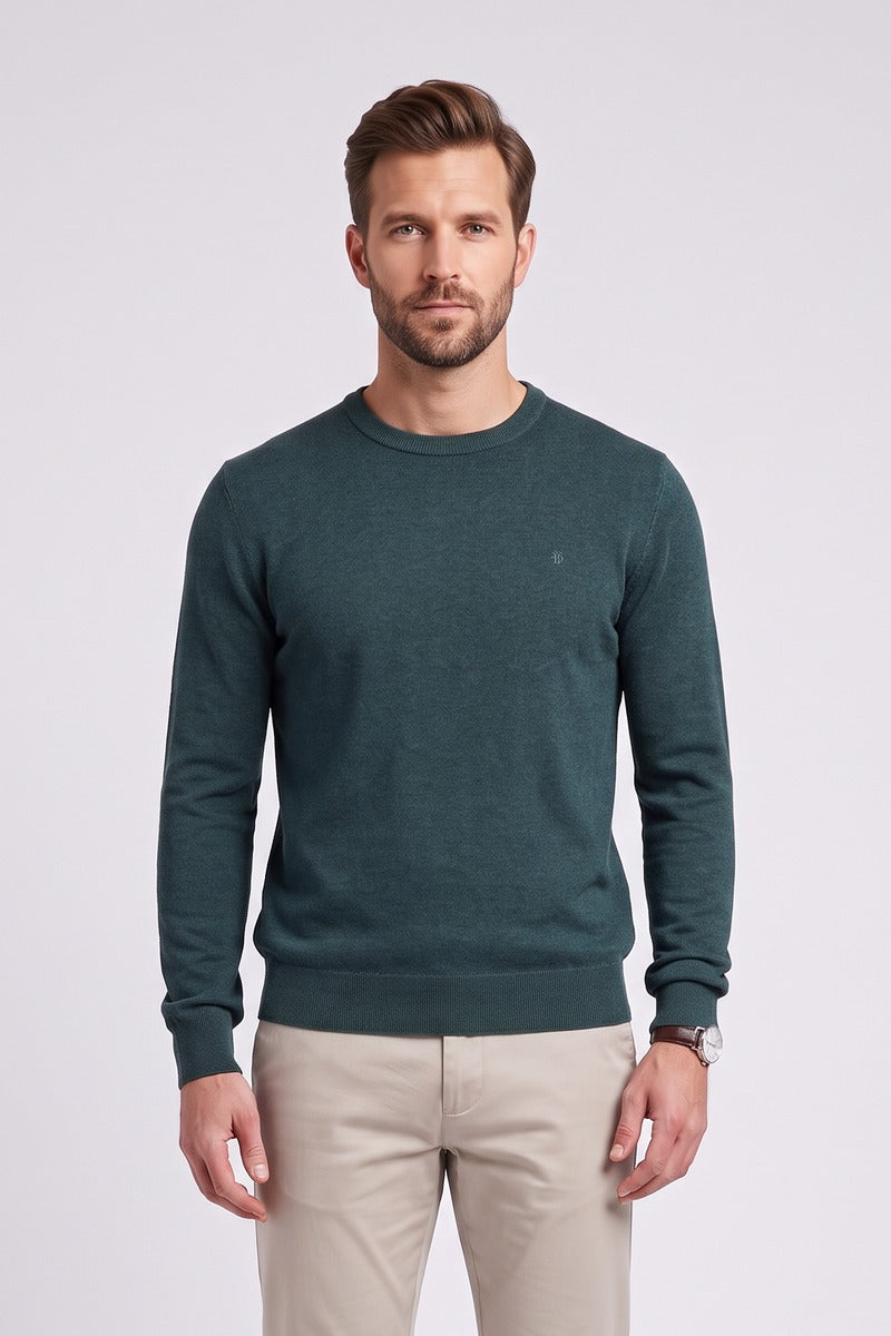 Benetti Julius Regular Fit Cotton Blend Crew Neck Jumper Forest
