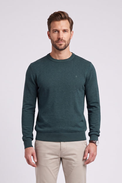Benetti Julius Regular Fit Cotton Blend Crew Neck Jumper Forest