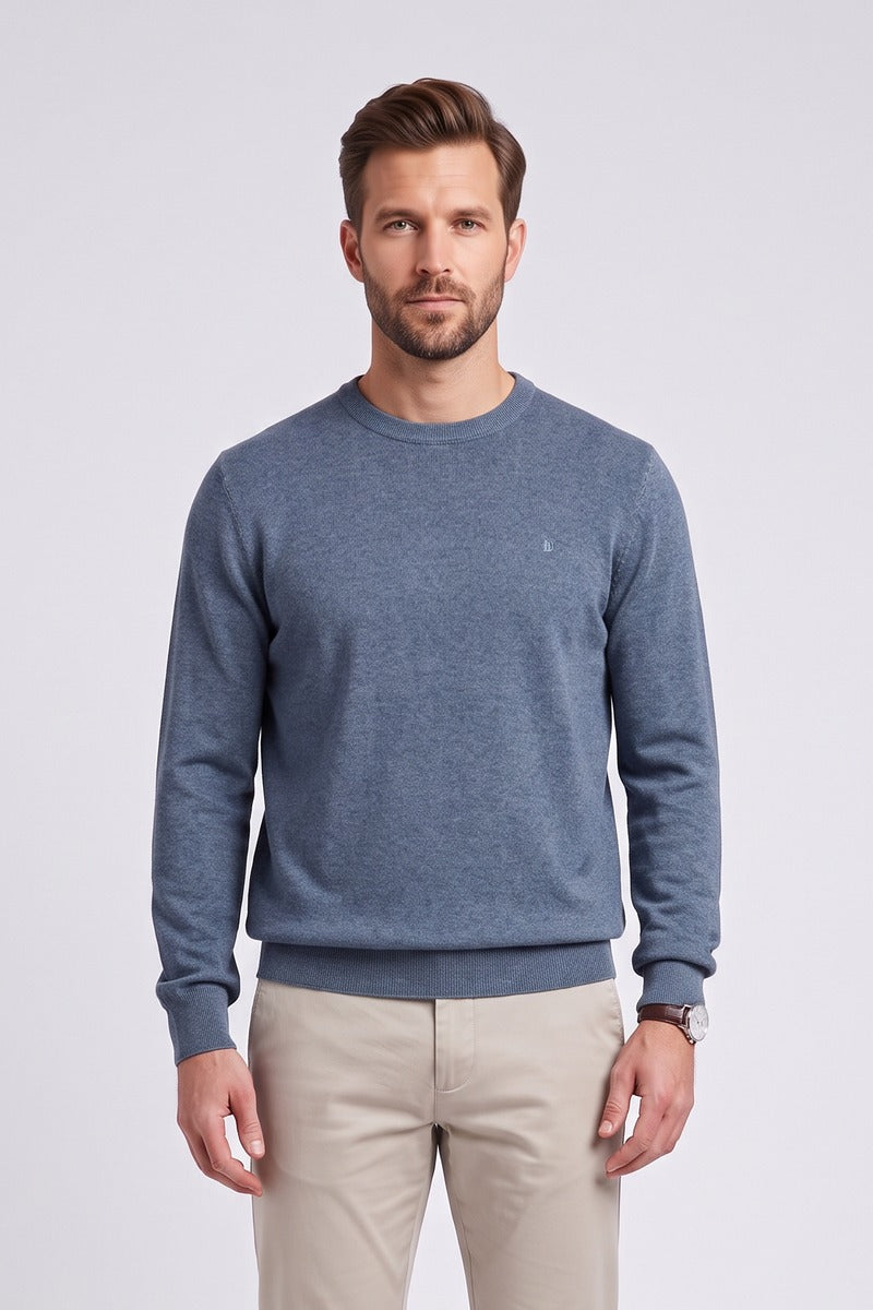 Benetti Julius Regular Fit Cotton Blend Crew Neck Jumper Smoke