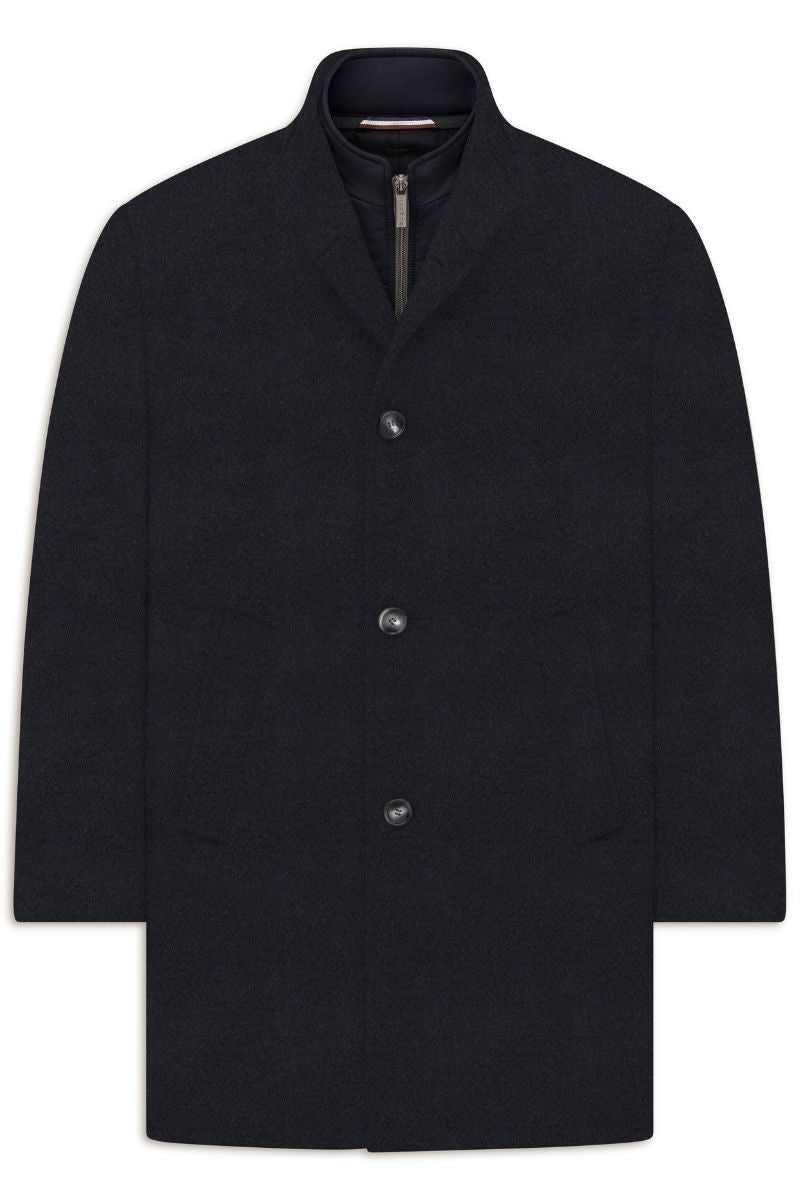 Bugatti 24203 Wool Blend Overcoat Navy
