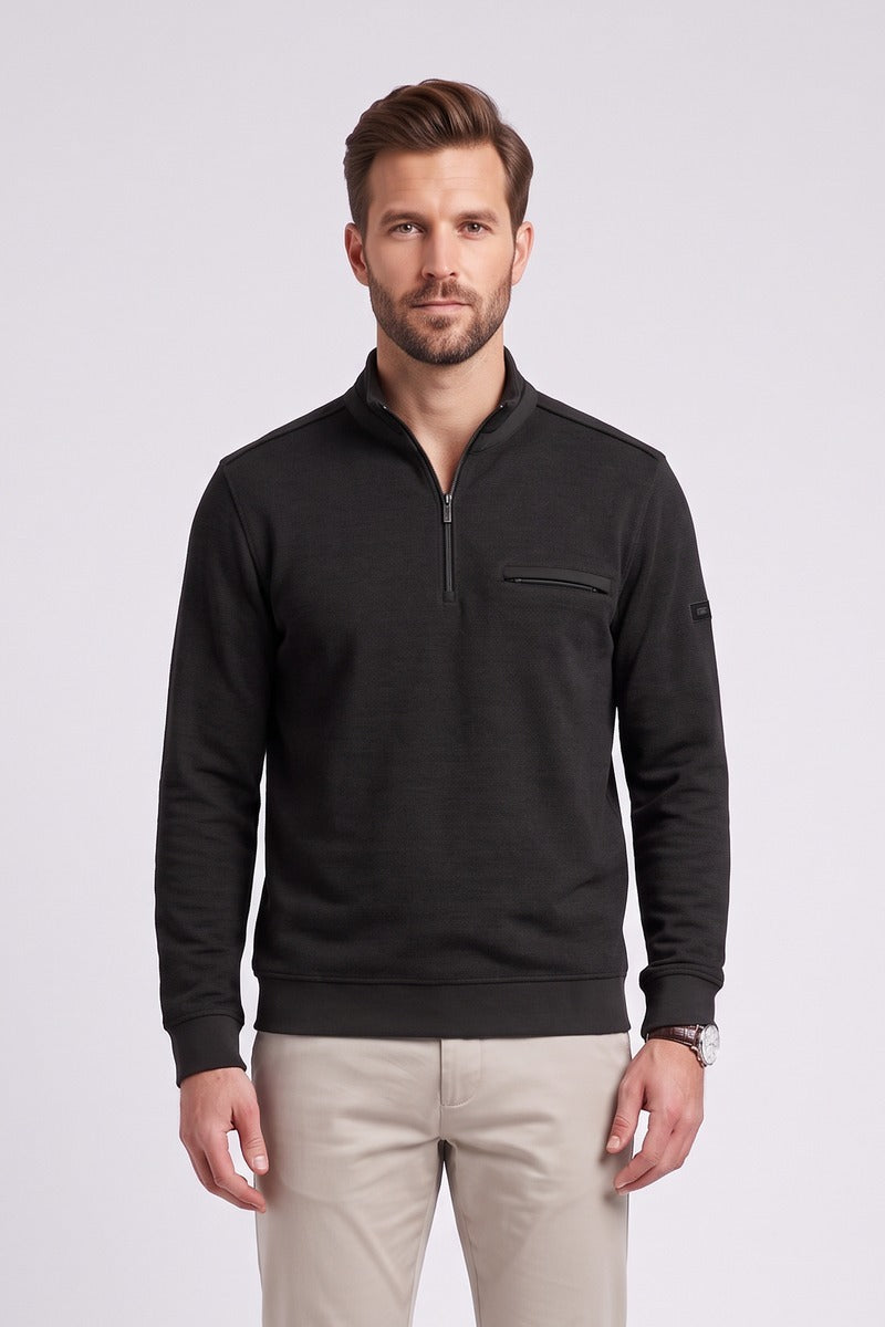 Bugatti 25050F Half Zip Sweatshirt Brown
