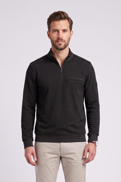 Bugatti 25050F Half Zip Sweatshirt Brown