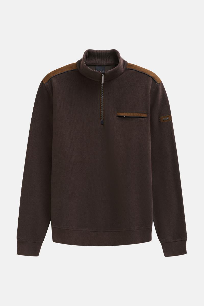 Bugatti 8500/85050D 1/4 Zip Brown Jumper