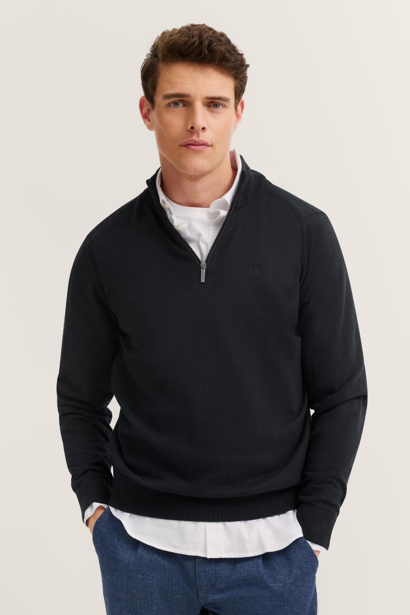 Bugatti 7500/ 85520D 1/4 Zip Navy Knit