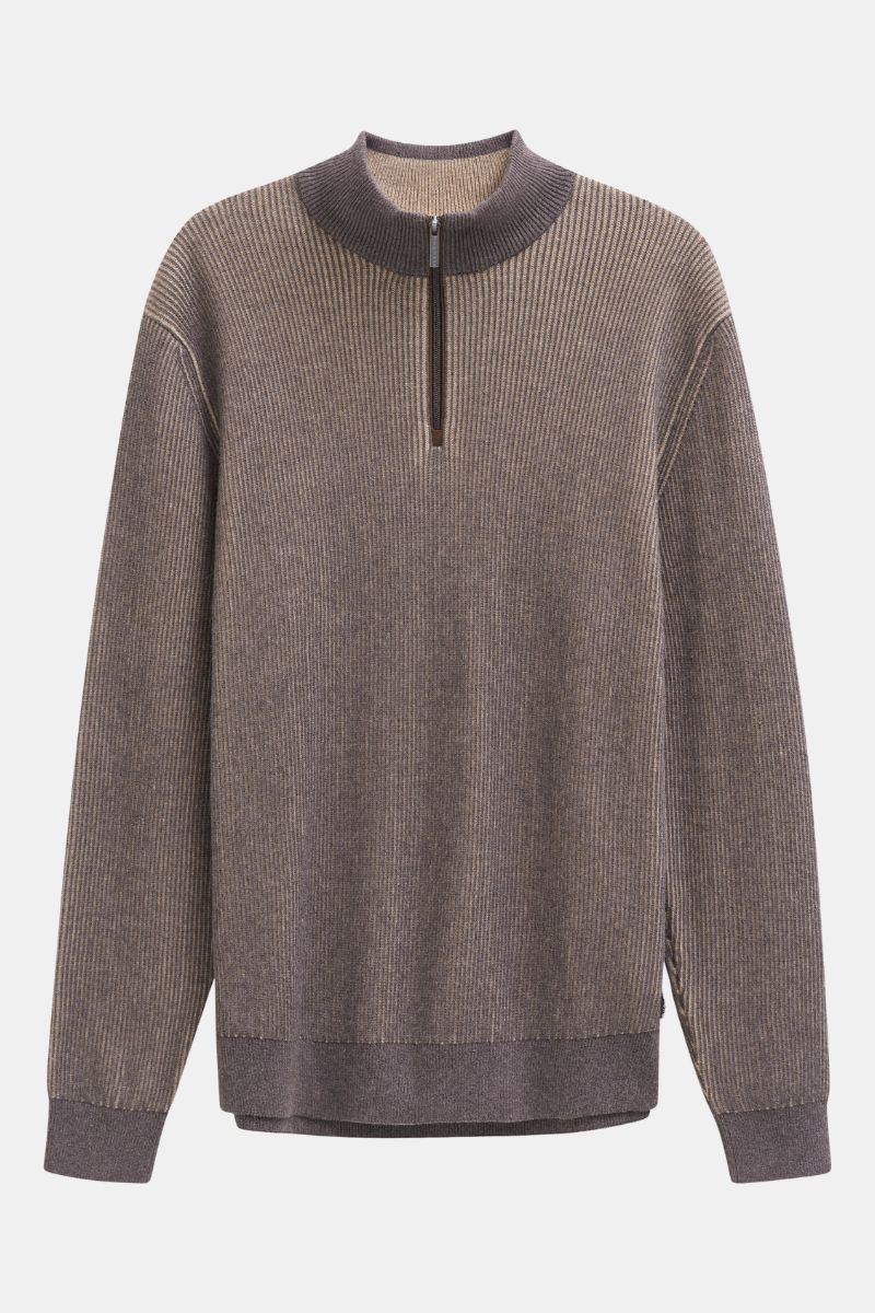 Bugatti 85525D 1/4 Zip Brown Jumper