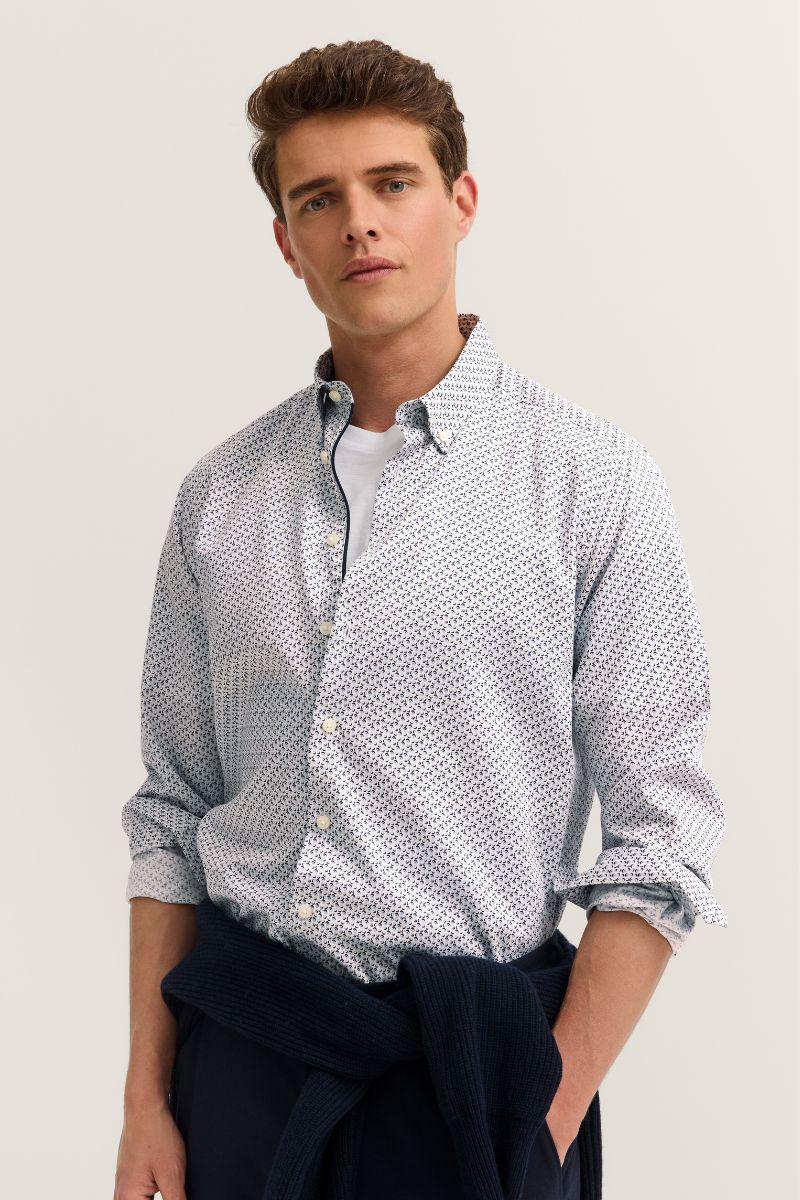 Bugatti 88505D Blue Print Shirt