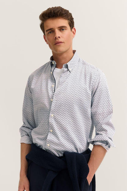 Bugatti 88505D Blue Print Shirt