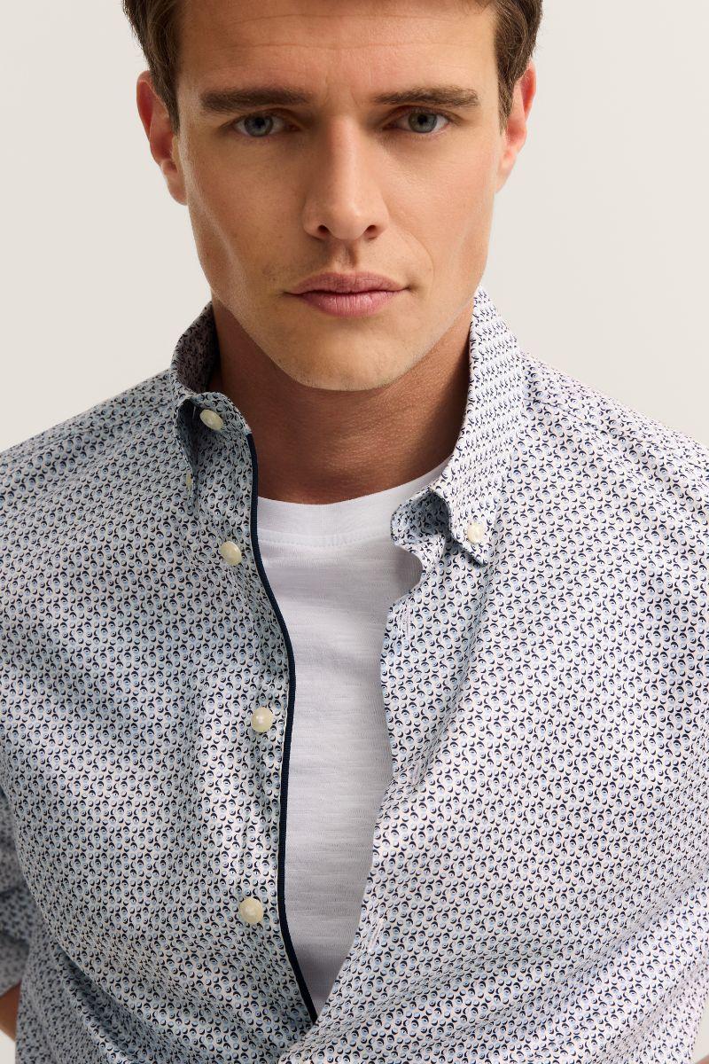 Bugatti 88505D Blue Print Shirt