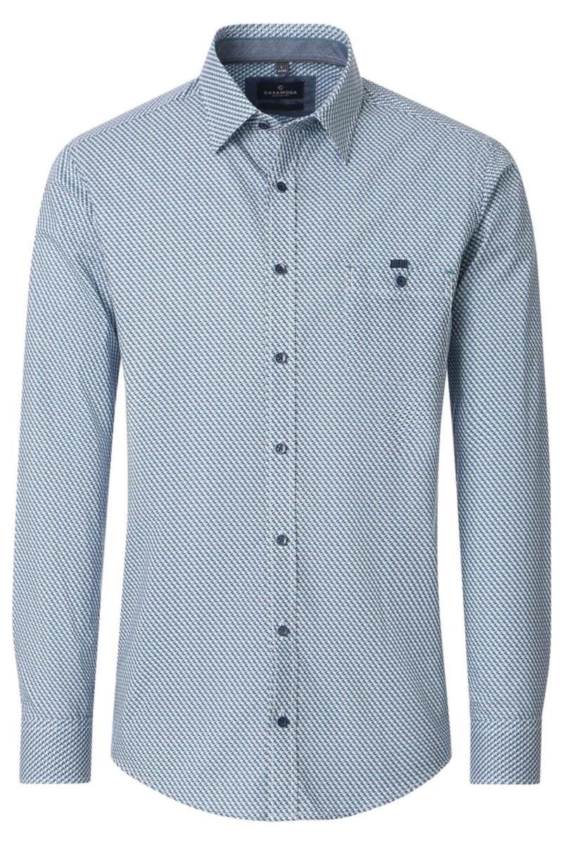 Casa Moda 32130 Casual Fit Printed Poplin Shirt Blue