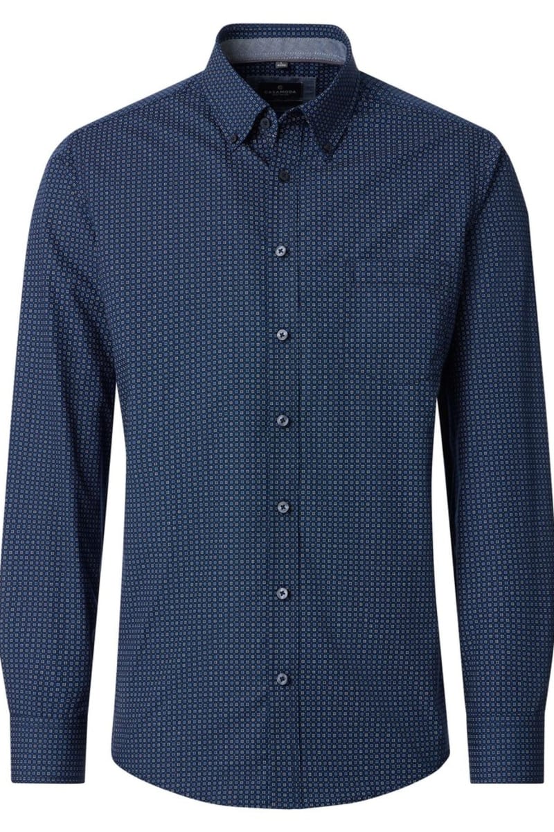 Casa Moda 32750 Comfort Fit Printed Poplin Shirt Blue