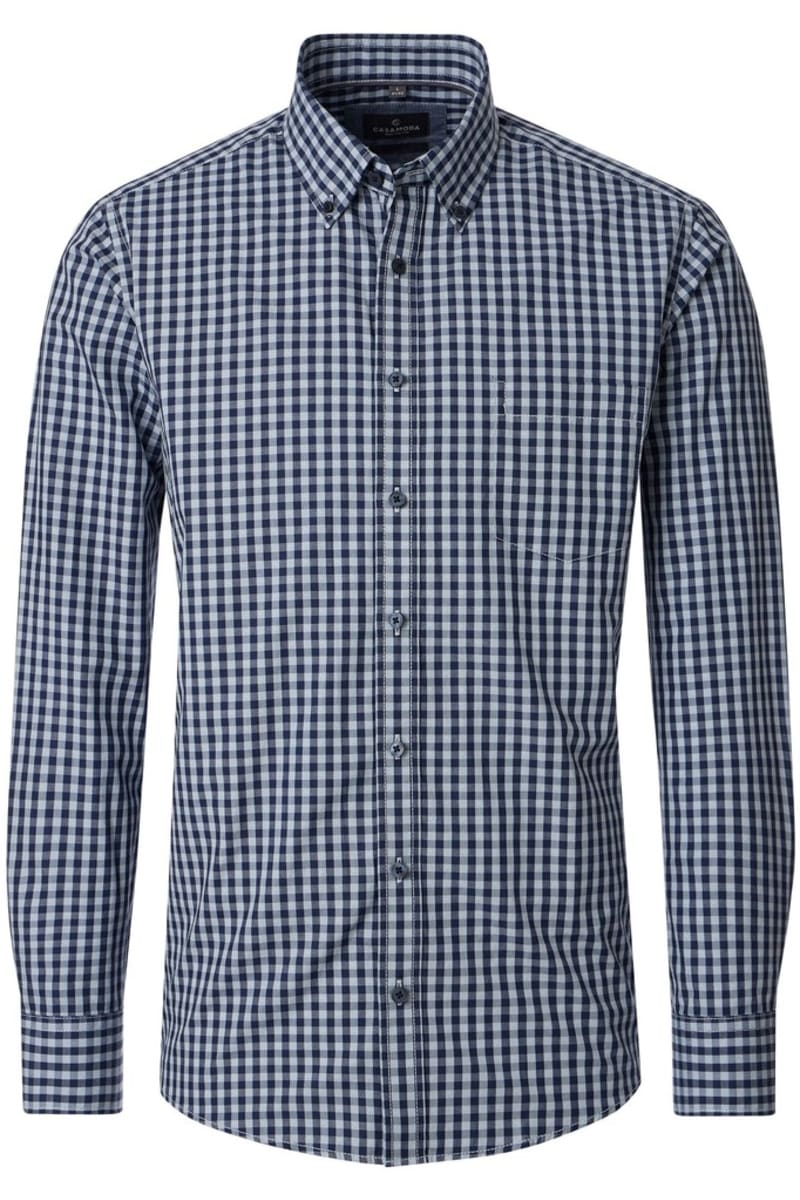 Casa Moda 33000 Comfort Fit Checked Dobby Shirt Blue