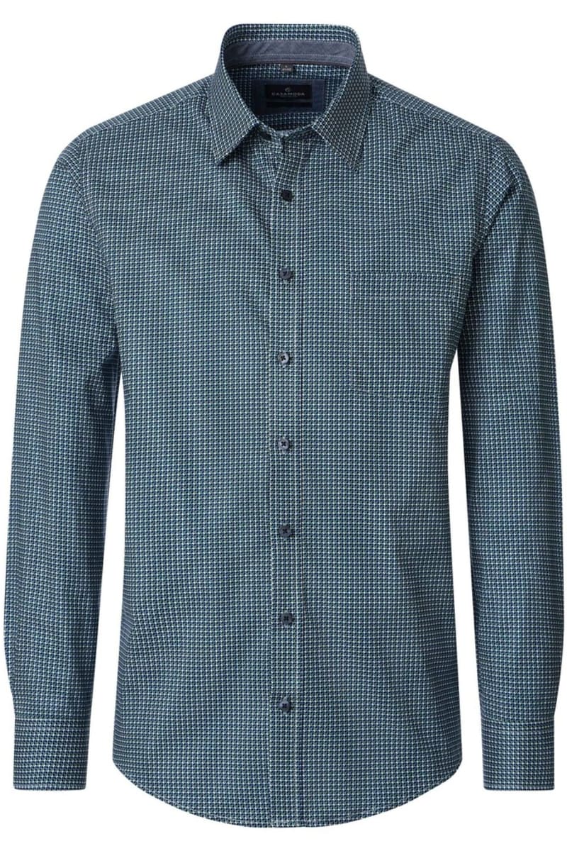 Casa Moda 33020 Comfort Fit Printed Poplin Shirt Blue