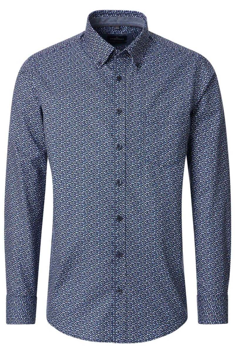 Casa Moda 33030 Comfort Fit Printed Twill Shirt Blue