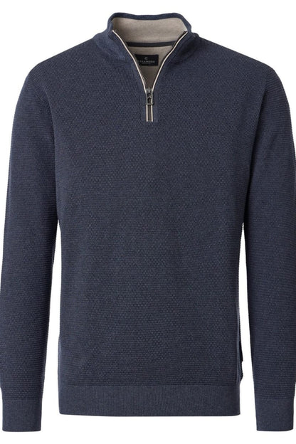 Casa Moda 9000 Regular Fit Cotton Zip Neck Jumper Navy