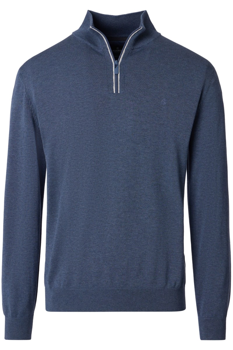 Casa Moda 4410 Regular Fit Cotton Zip Neck Jumper Blue