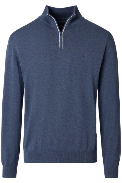 Casa Moda 4410 Regular Fit Cotton Zip Neck Jumper Blue