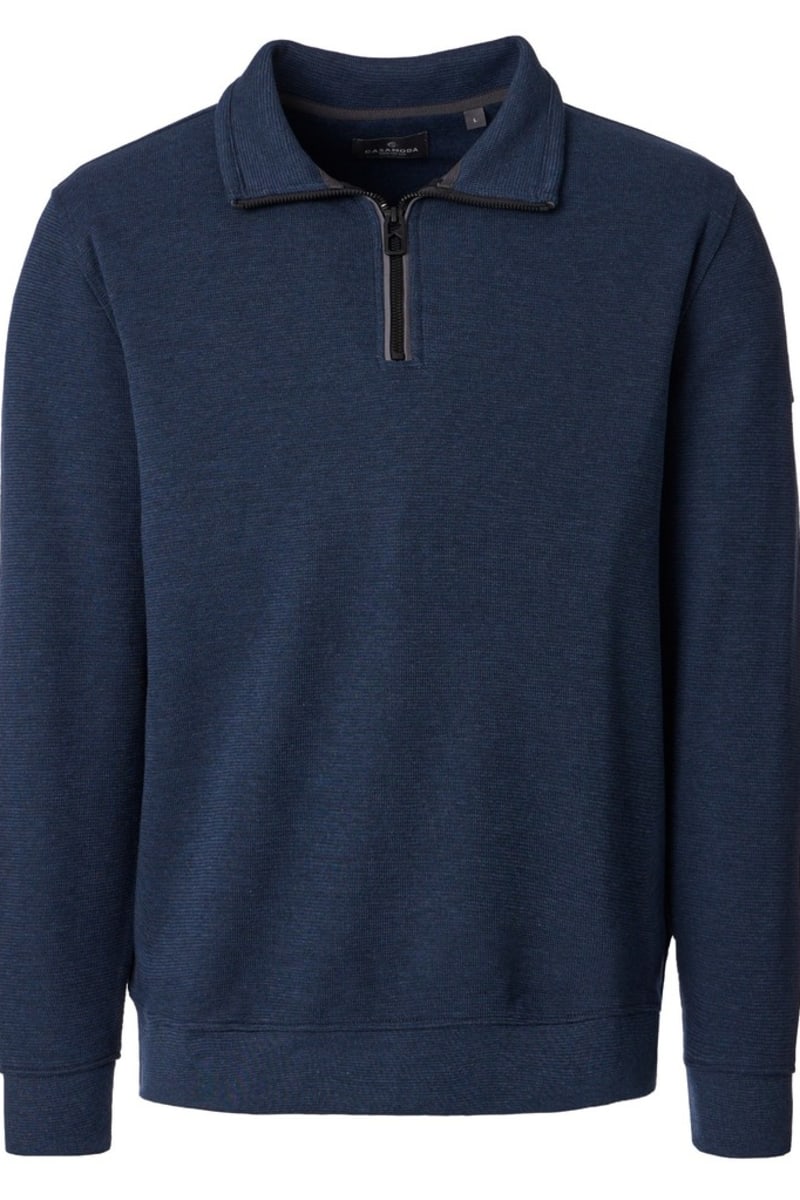 Casa Moda 60010 Regular Fit Cotton Blend Zip Neck Sweatshirt Blue