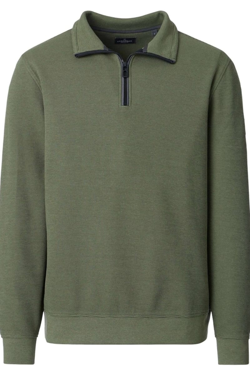 Casa Moda 60010 Regular Fit Cotton Blend Zip Neck Sweatshirt Apple Green