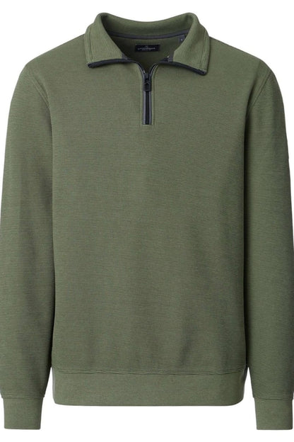 Casa Moda 60010 Regular Fit Cotton Blend Zip Neck Sweatshirt Apple Green