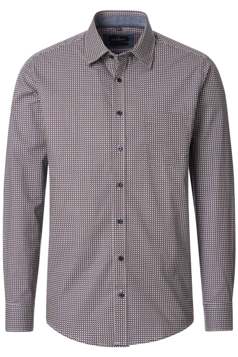 Casa Moda 33020 Comfort Fit Printed Poplin Shirt White