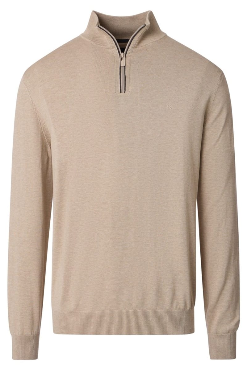 Casa Moda 4410 Regular Fit Cotton Zip Neck Jumper Beige