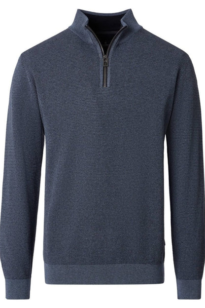 Casa Moda 79000 Regular Fit Cotton Zip Neck Jumper Silver