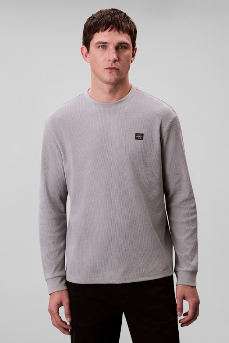 Calvin Klein 2176 LS Waffle Badge Crew Grey