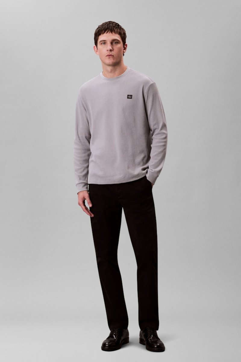 Calvin Klein 2176 LS Waffle Badge Crew Grey