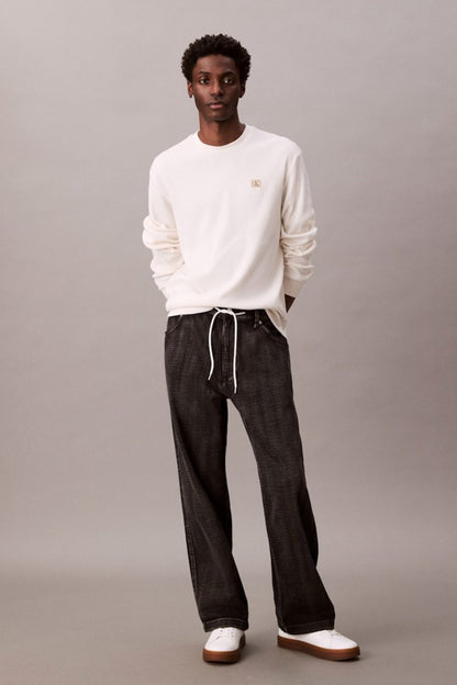 Calvin Klein 2176 LS Waffle Badge Crew Tofu