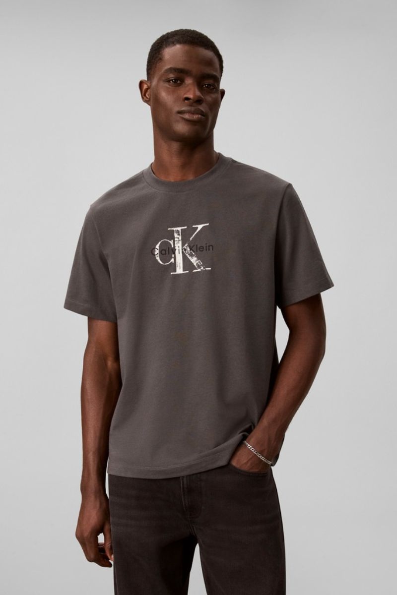 Calvin Klein 844G 20s EZ Distressed T-Shirt Volcanic Ash
