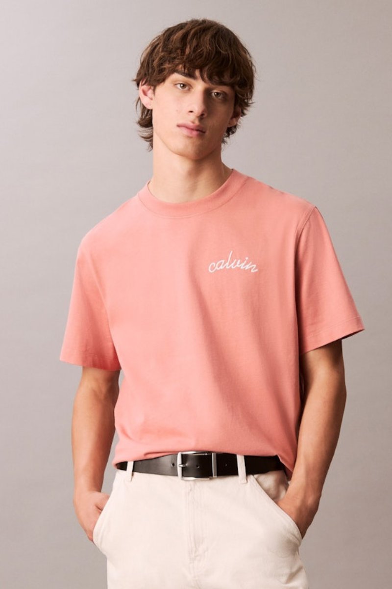 Calvin Klein 226g Left Chest Chain T-Shirt Sunset