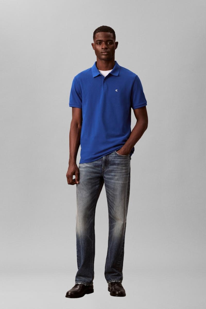 Calvin Klein 2692 Monogram Pique Polo Blue