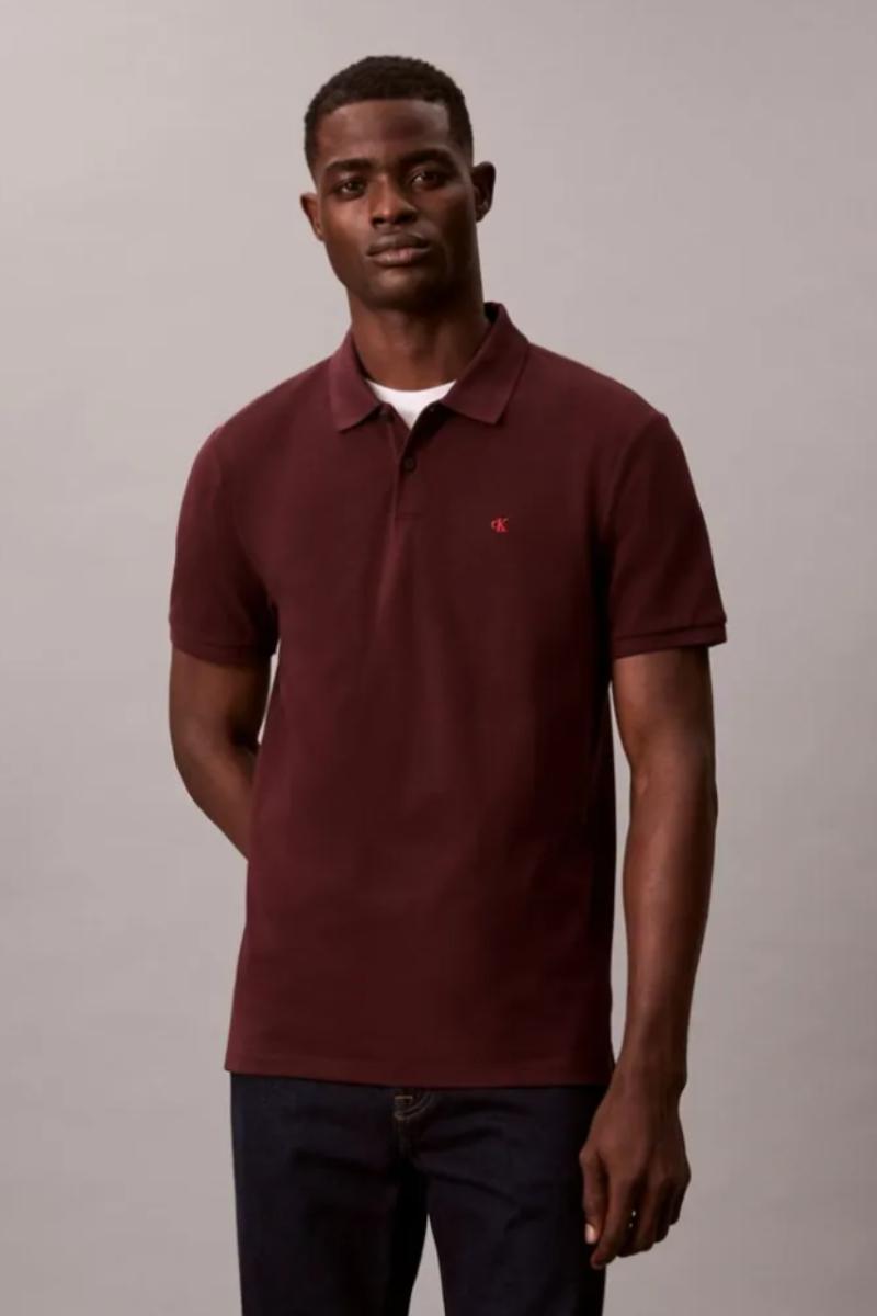 Calvin Klein 2692 Monogram Pique Polo Mocha