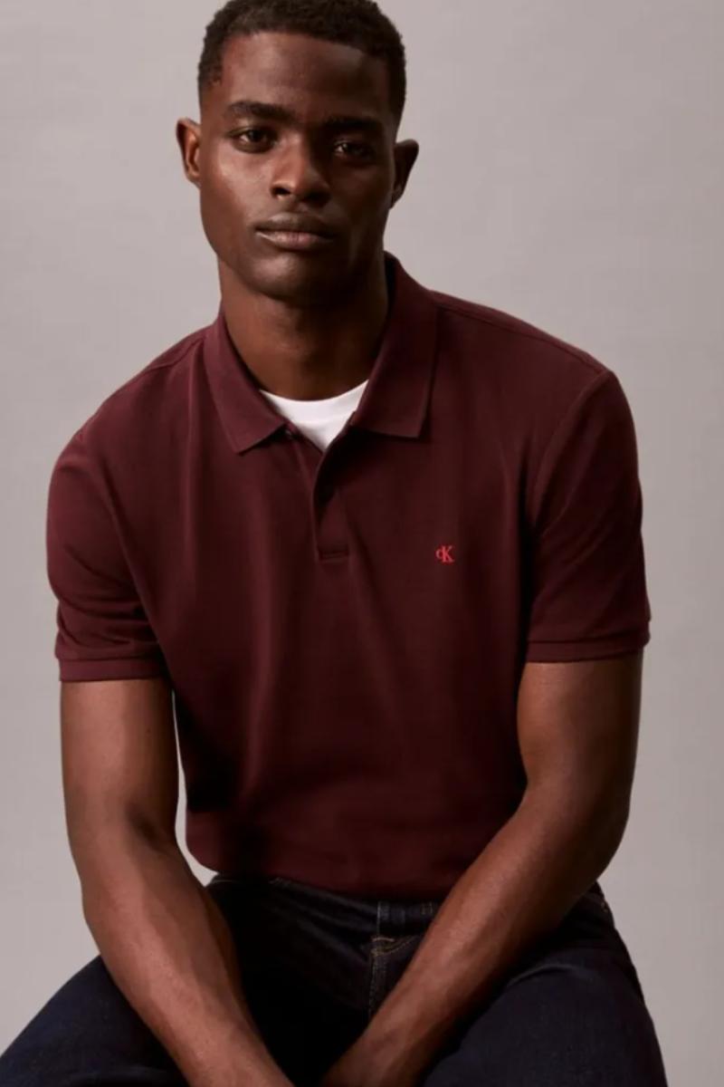 Calvin Klein 2692 Monogram Pique Polo Mocha