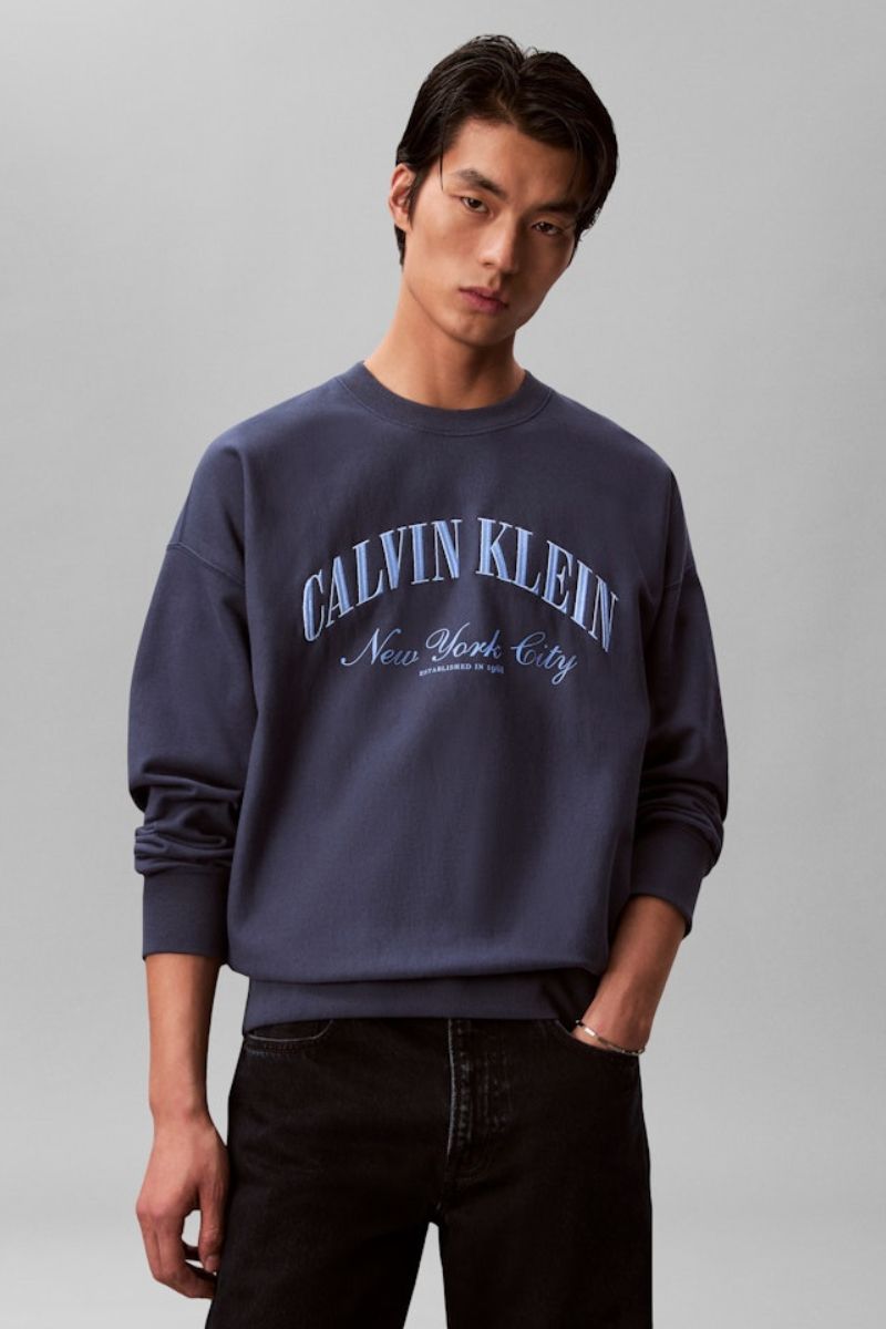 Calvin Klein 244 Premium Terry Crew Dark Denim