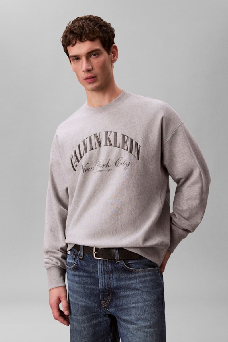 Calvin Klein 244 Premium Terry Crew Grey Heather