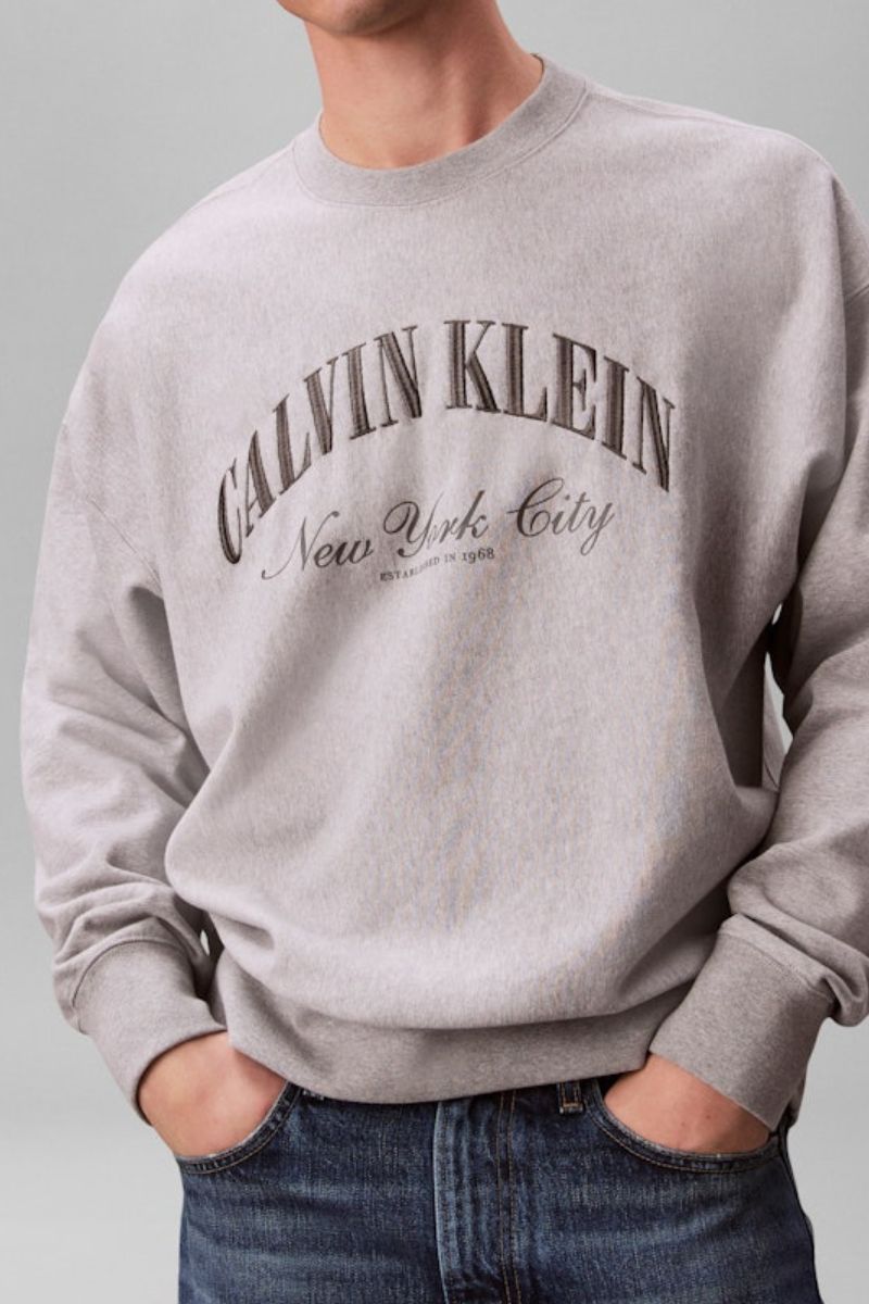 Calvin Klein 244 Premium Terry Crew Grey Heather