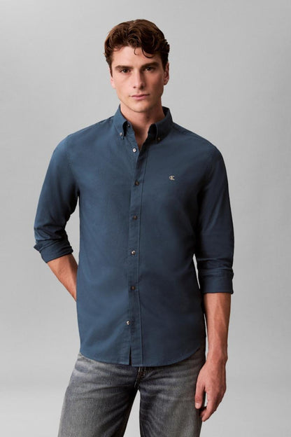 Calvin Klein 1252 Solid Oxford Shirt Navy Teal