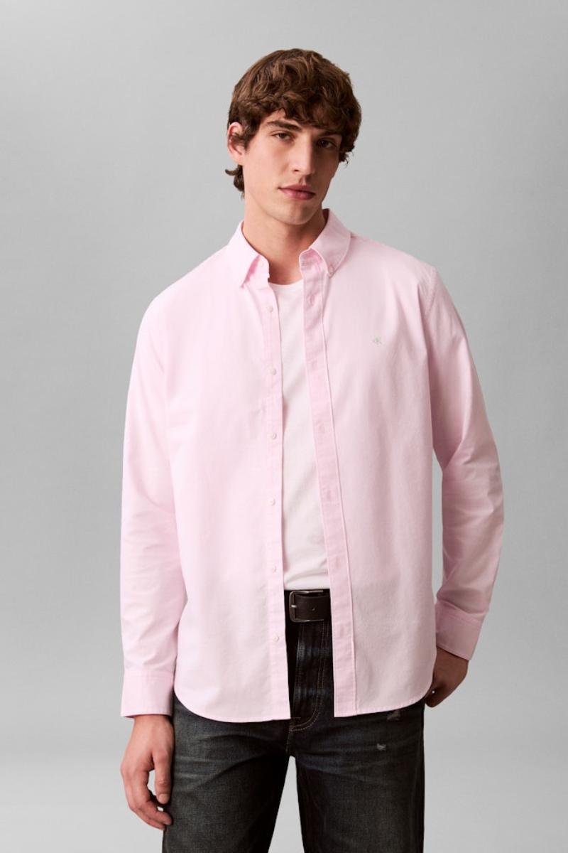 Calvin Klein 1252 Solid Oxford Shirt Pink