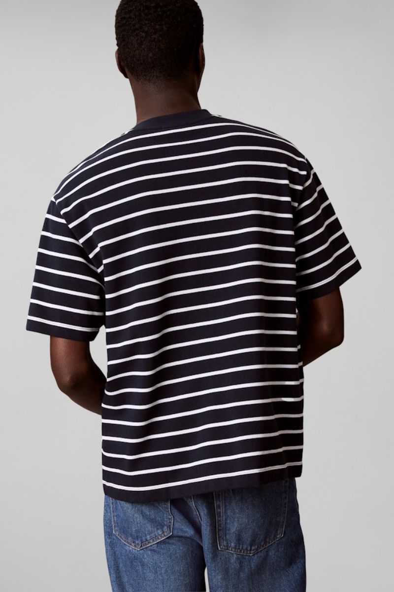 Calvin Klein 204G Stripe Casual Pique T-Shirt Sapphire