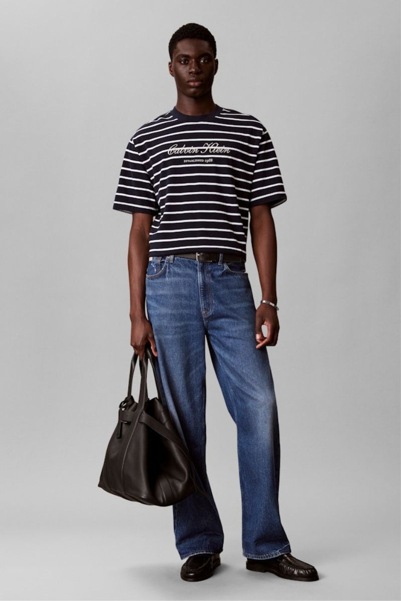 Calvin Klein 204G Stripe Casual Pique T-Shirt Sapphire