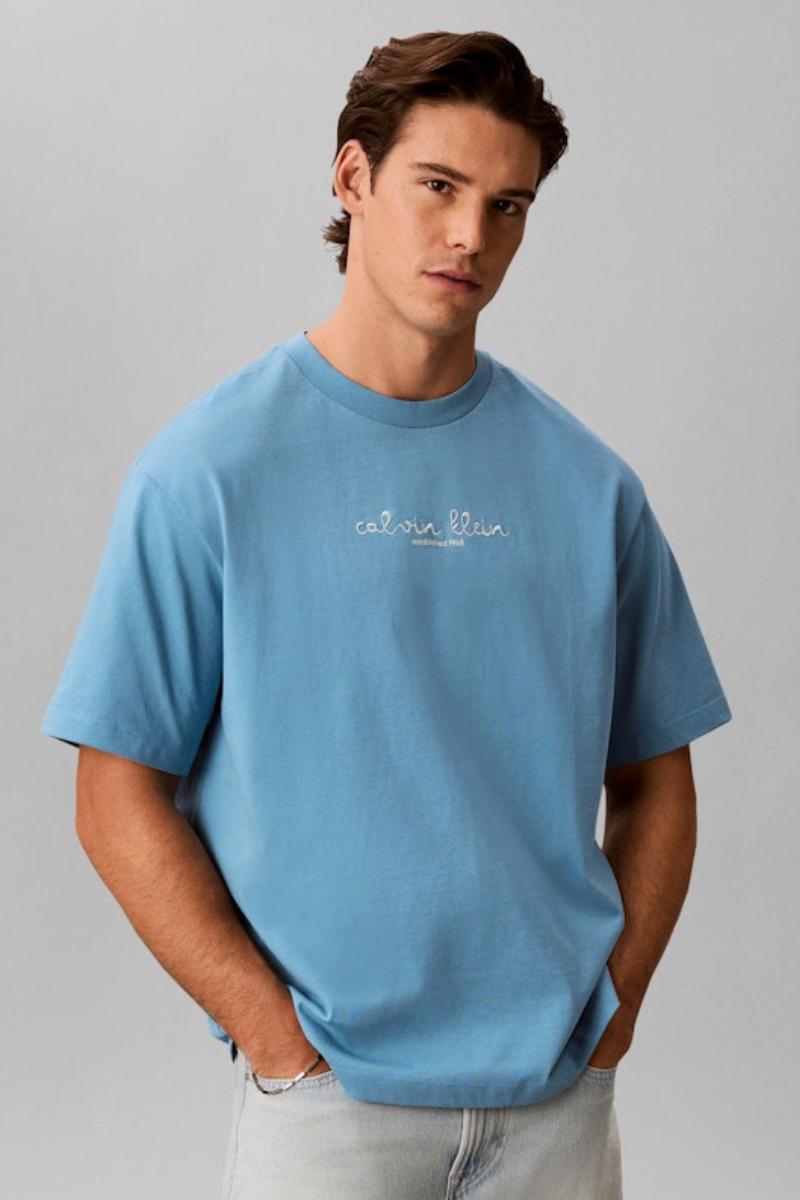 Calvin Klein 16s Travel Lines T-Shirt Blue