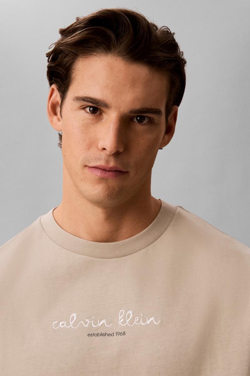 Calvin Klein 16s Travel Lines T-Shirt Taupe