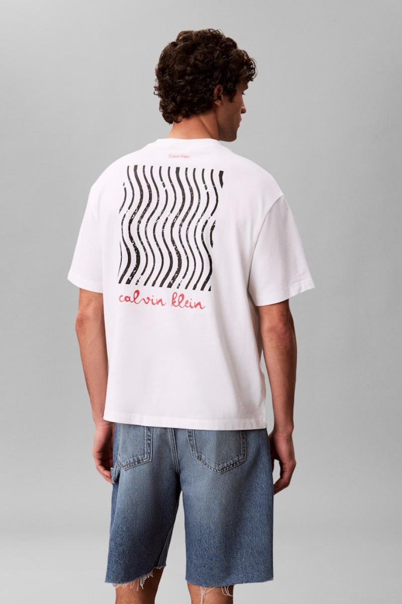 Calvin Klein 16s Travel Lines T-Shirt White